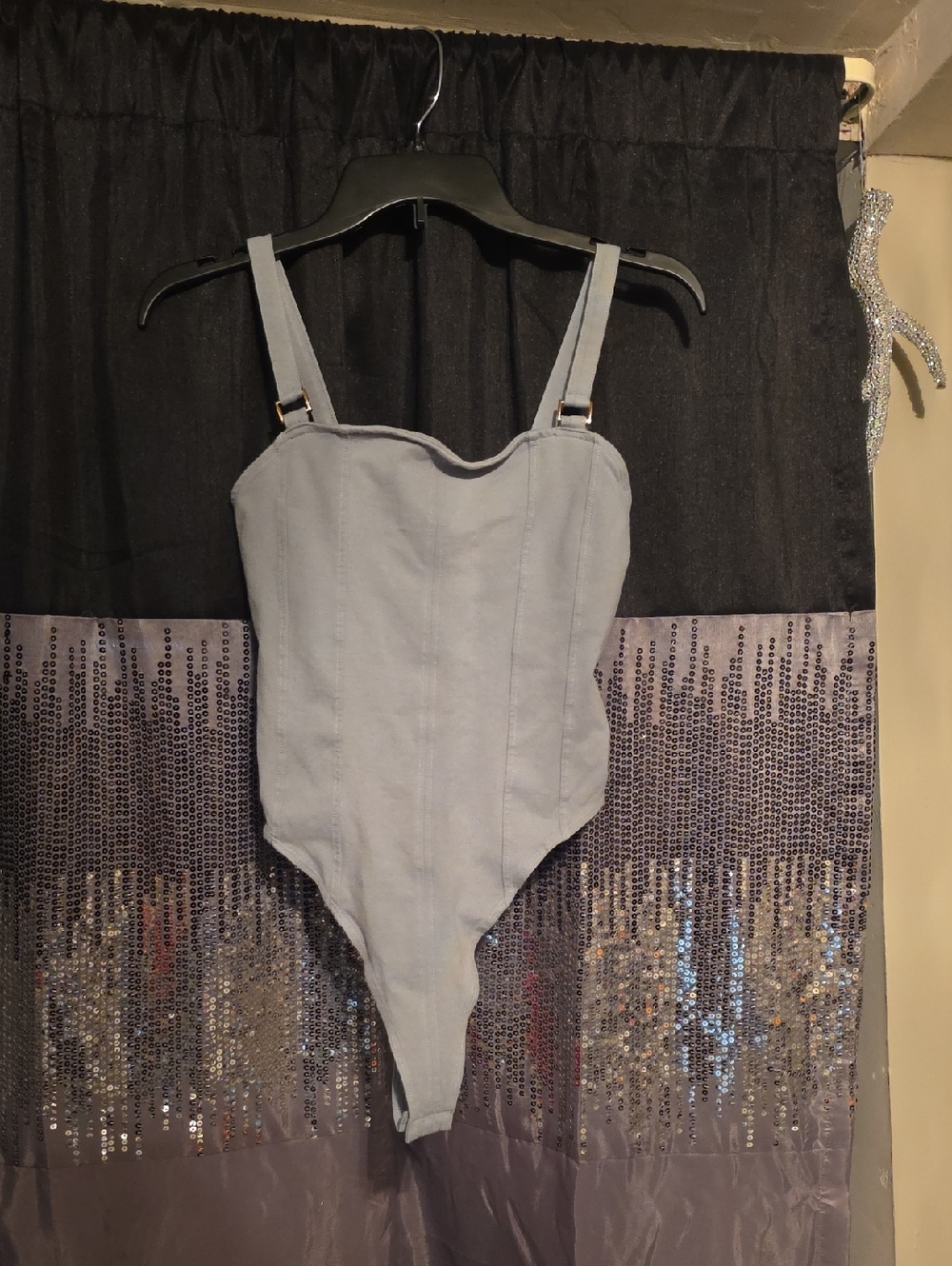 🟠H&M Light Blue Girls' One-Piece Bodysuit with Adjustable Straps